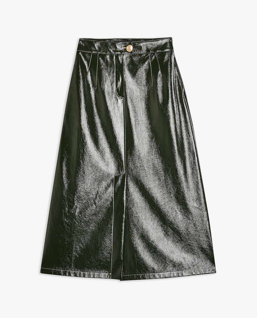TOPSHOP - Chân váy midi xẻ tà Dark Green A Line