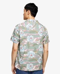 TOPMAN - Áo sơ mi nam tay ngắn cổ gập Jade Green Hawaiian Revere