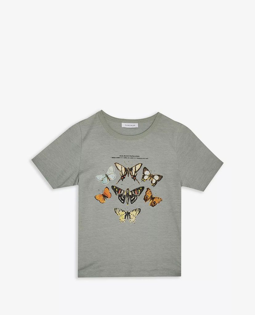 TOPSHOP - Áo thun nữ cổ tròn ngắn tay Sage Recycled Butterfly