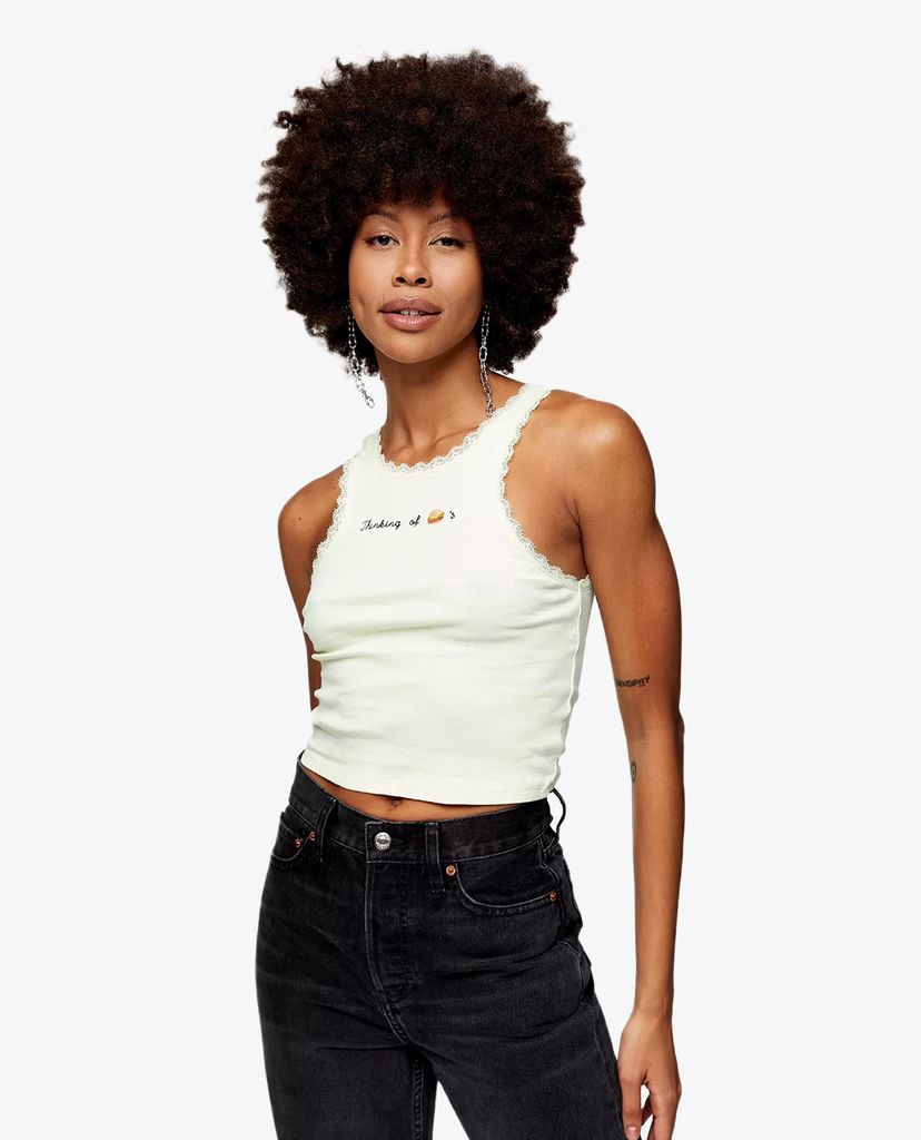 TOPSHOP - Áo ba lỗ nữ phom ôm Thinking Of Burgers Vest