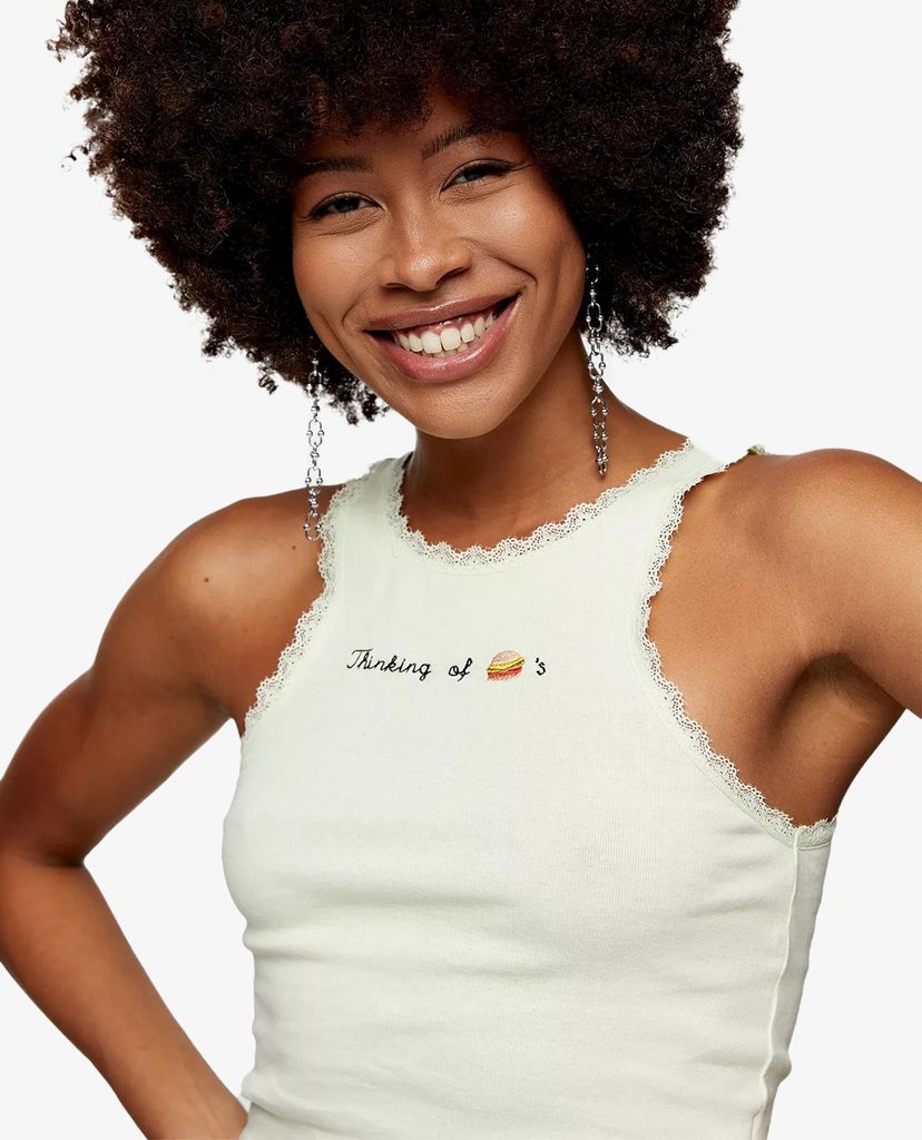 TOPSHOP - Áo ba lỗ nữ phom ôm Thinking Of Burgers Vest