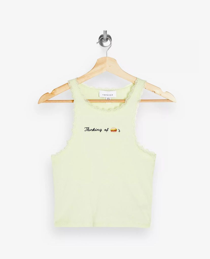 TOPSHOP - Áo ba lỗ nữ phom ôm Thinking Of Burgers Vest