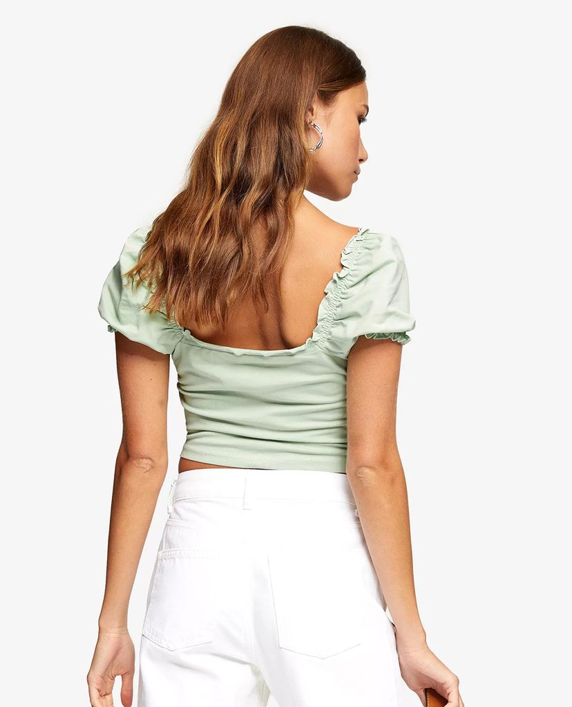 TOPSHOP - Áo croptop nữ cổ V Green Sage Prairie Wrap Corset