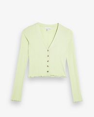 TOPSHOP - Áo cardigan nữ tay dài cổ V Sage Button Ribbed