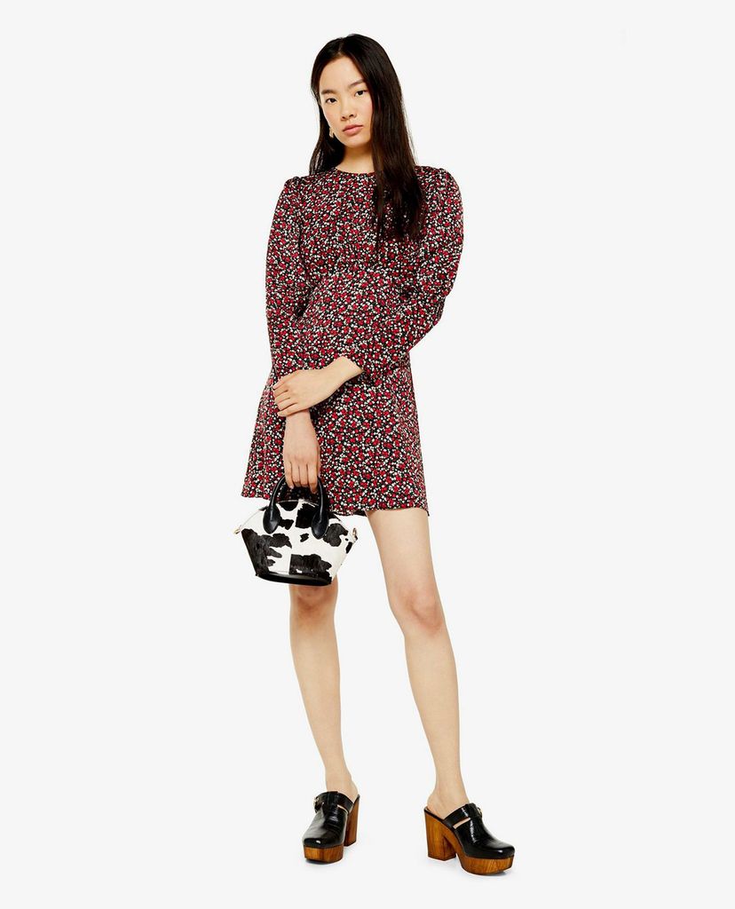 TOPSHOP - Đầm mini cổ tròn tay dài AUSTIN Red Printed