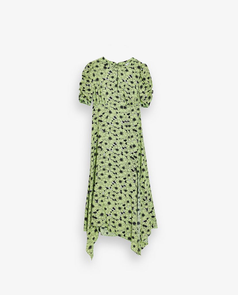 TOPSHOP - Đầm midi ngắn tay Green Daisy Print