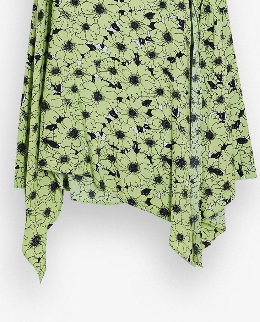 TOPSHOP - Đầm midi ngắn tay Green Daisy Print