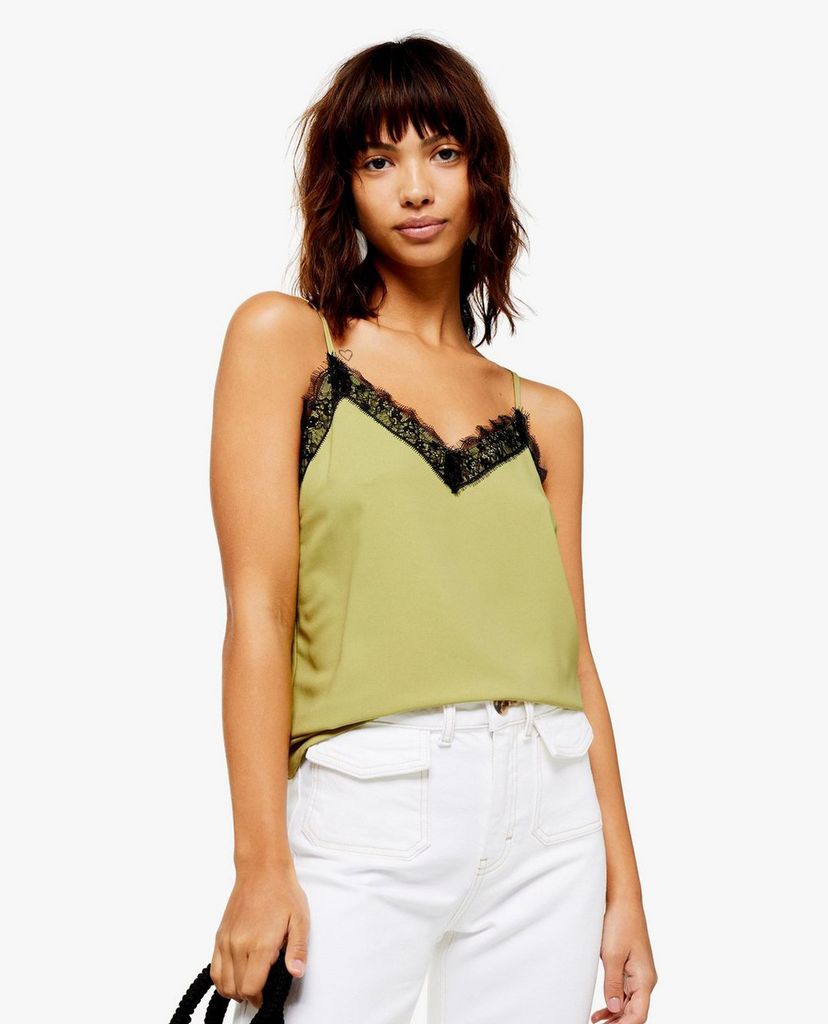 TOPSHOP - Áo hai dây nữ cổ V Green Lace