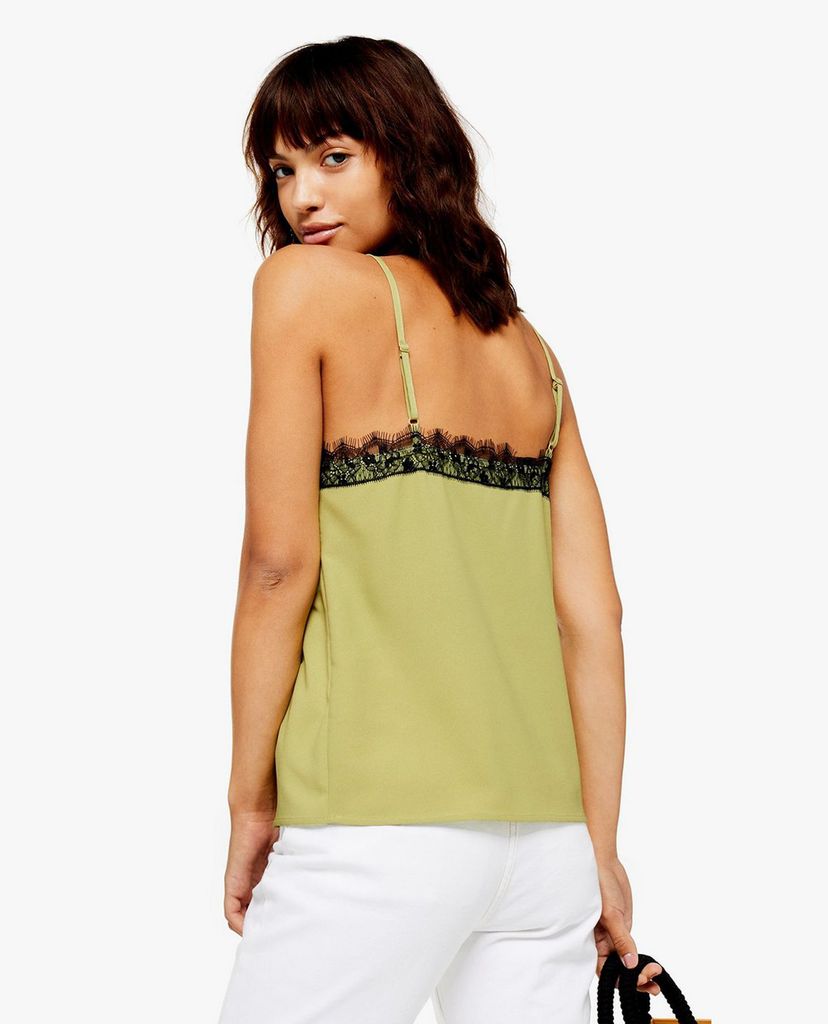TOPSHOP - Áo hai dây nữ cổ V Green Lace