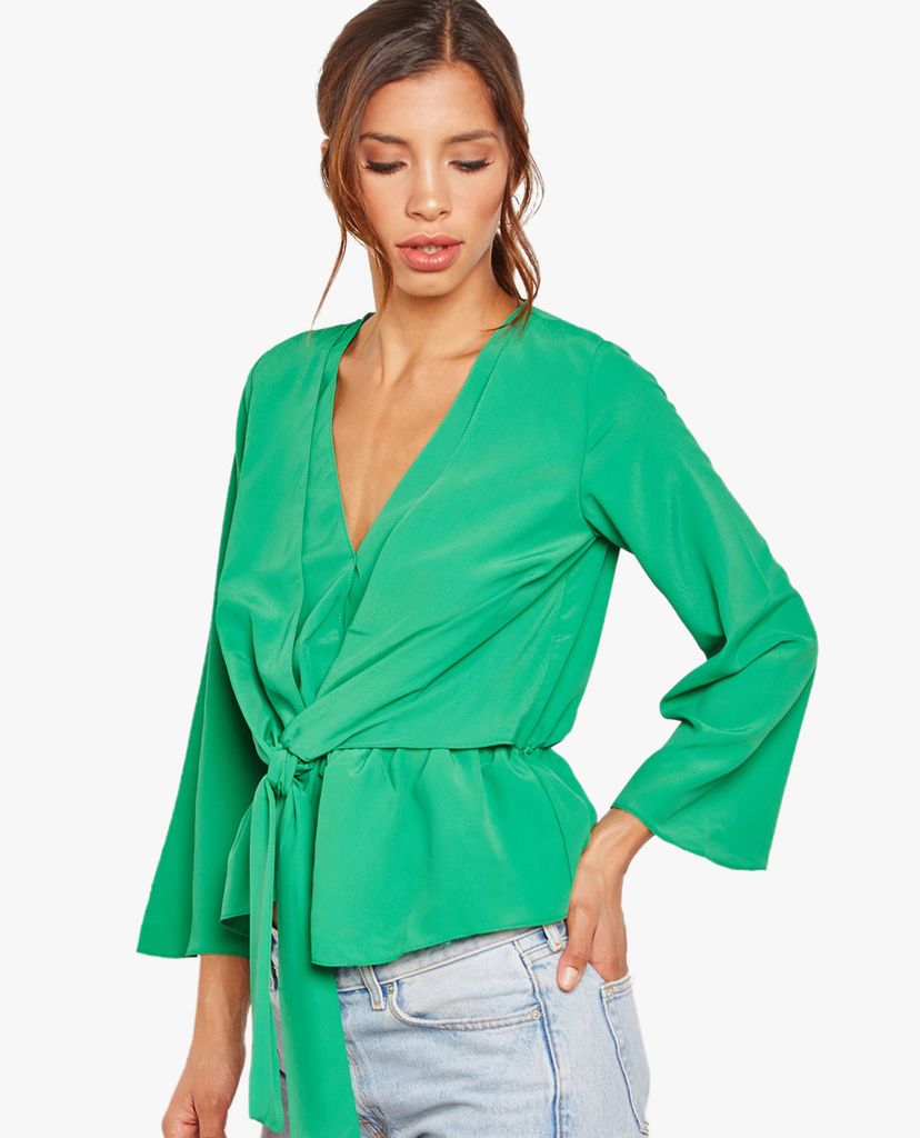 TOPSHOP - Áo kiểu nữ cổ V tay dài Front Knot