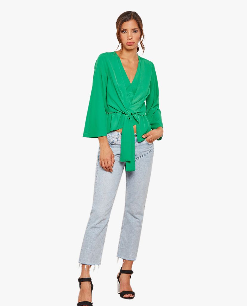 TOPSHOP - Áo kiểu nữ cổ V tay dài Front Knot