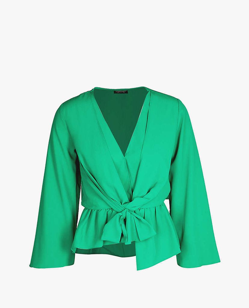 TOPSHOP - Áo kiểu nữ cổ V tay dài Front Knot