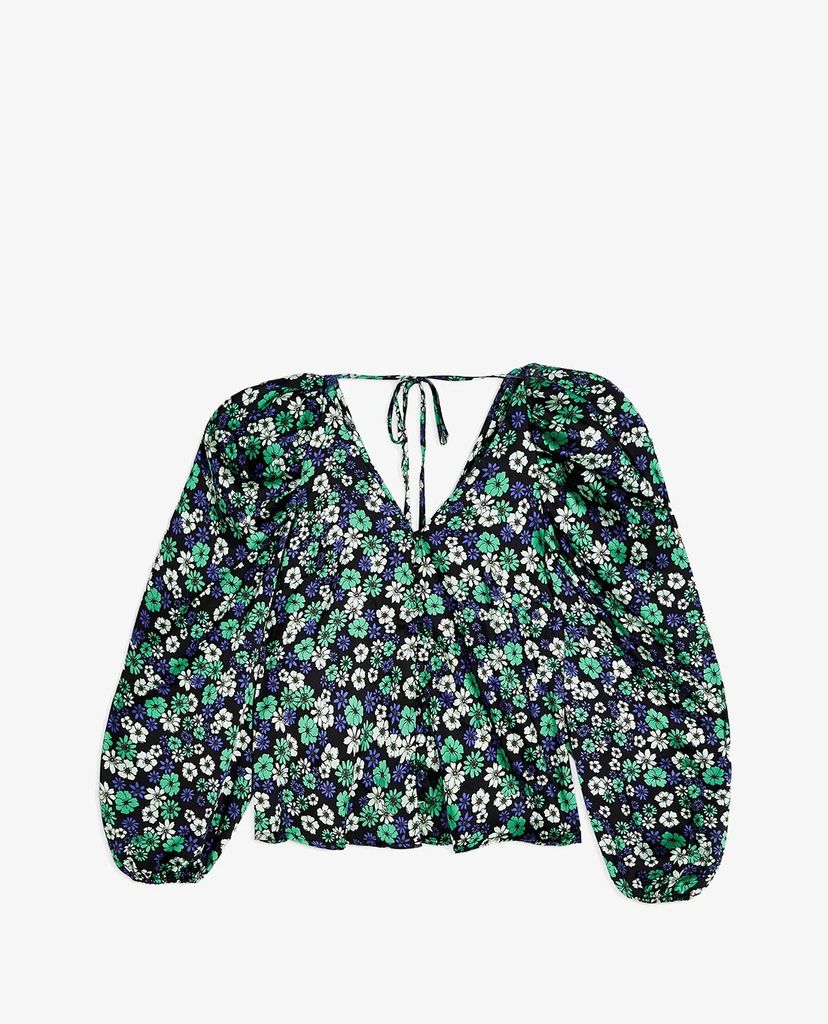 TOPSHOP - Áo kiểu nữ cổ V tay dài Green Button