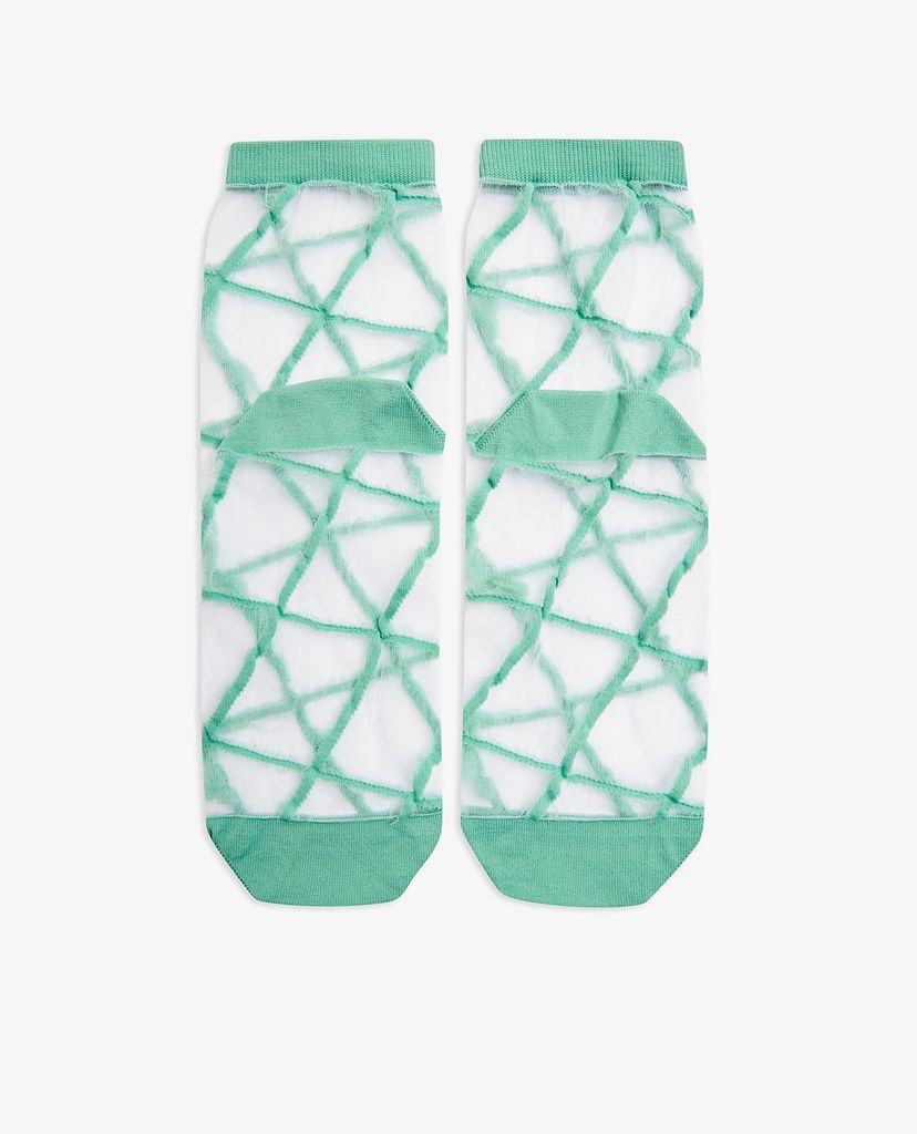TOPSHOP - Vớ nữ cổ cao Green Grid Mesh