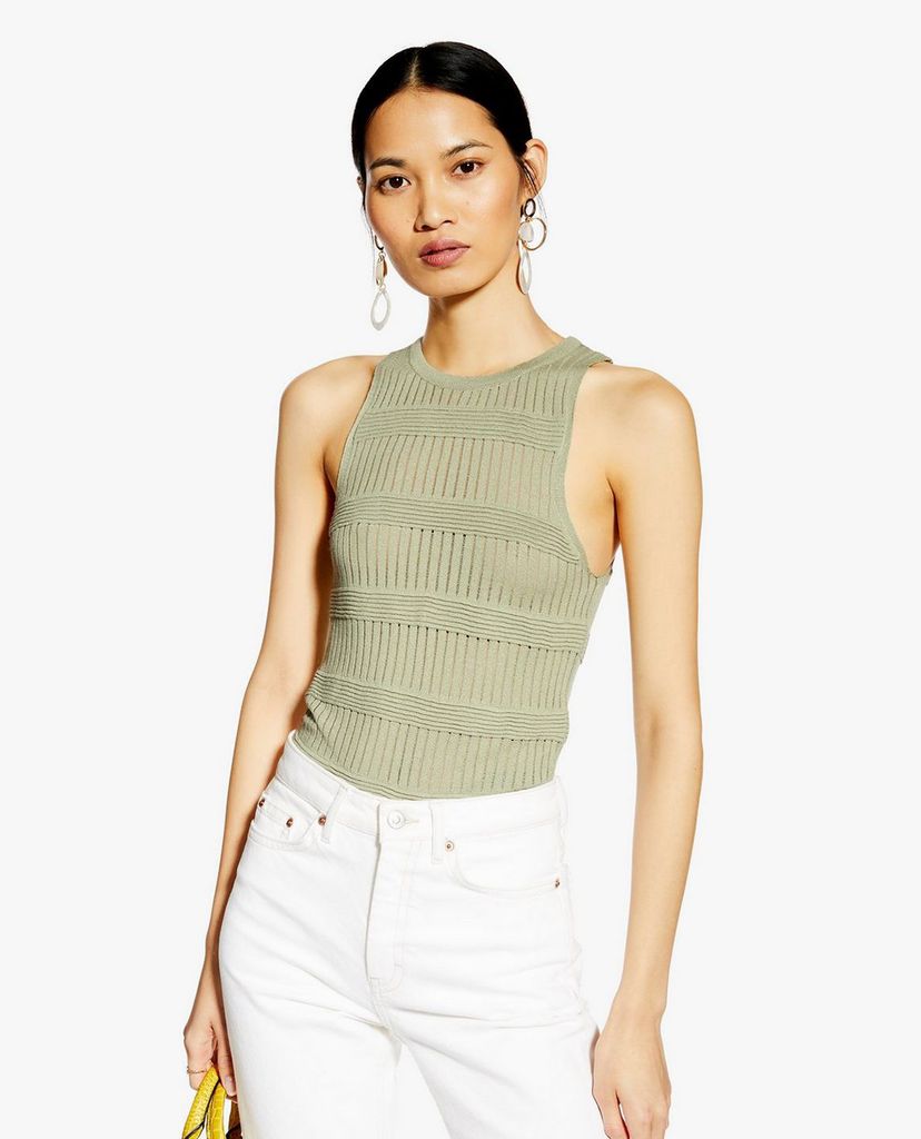 TOPSHOP - Áo kiểu nữ sát nách Sage Ottoman Knitted Rib Tank