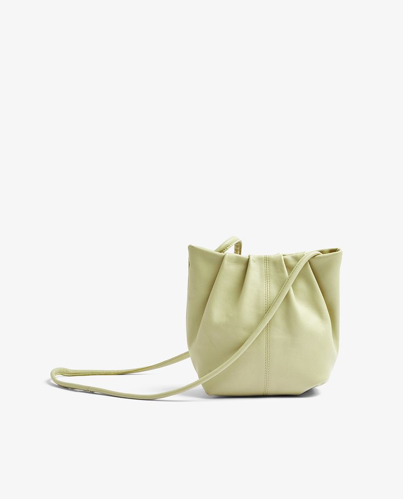 TOPSHOP - Túi đeo chéo nữ Green Leather Small Bucket