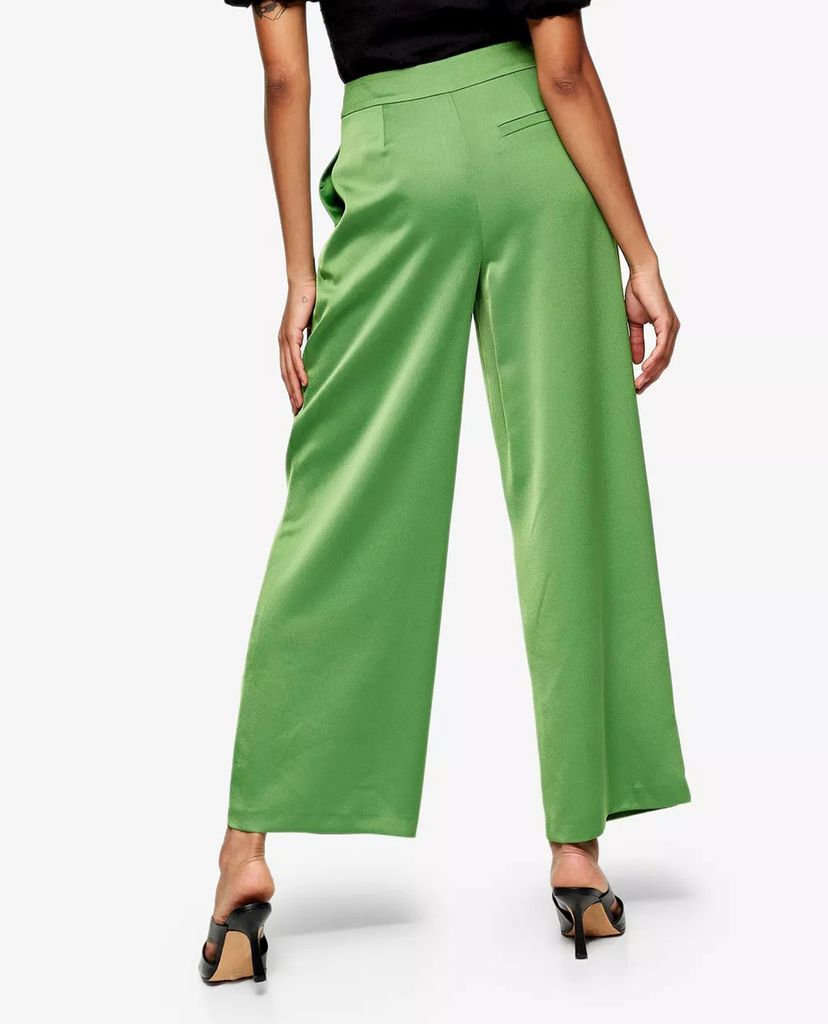TOPSHOP - Quần kiểu nữ ống rộng Green Satin Suit