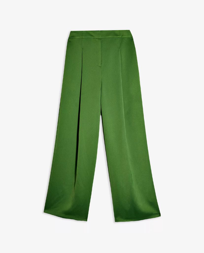 TOPSHOP - Quần kiểu nữ ống rộng Green Satin Suit