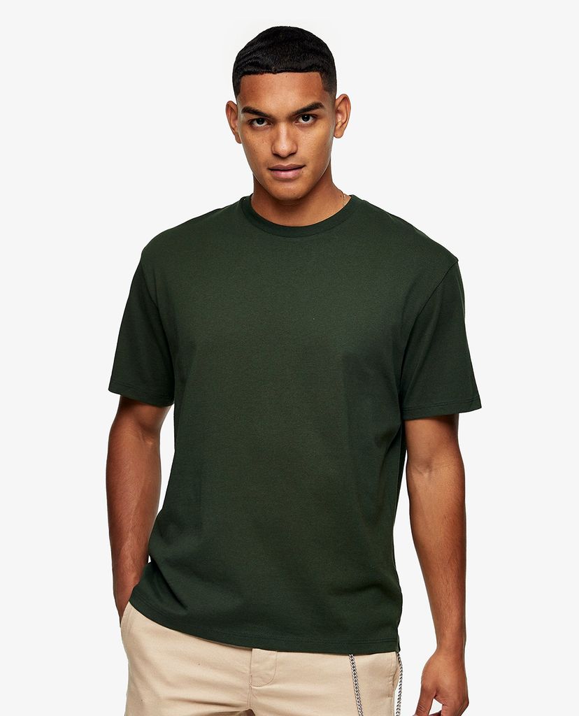 TOPMAN - Áo thun nam cổ tròn ngắn tay Green Oversized