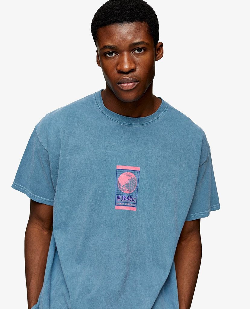 TOPMAN - Áo thun nam cổ tròn ngắn tay phối họa tiết trẻ trung