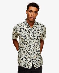 TOPMAN - Áo sơ mi nam tay ngắn cổ gập Navy Floral Print