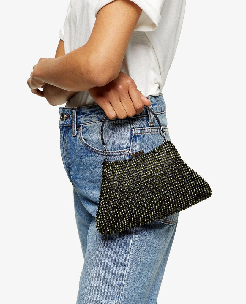 TOPSHOP - Túi xách tay nữ đính đá SING Gren Diamante Grab