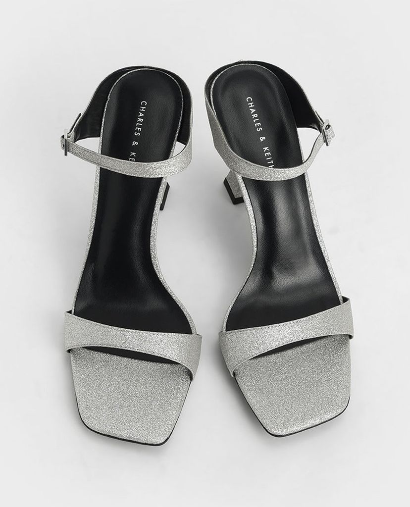 CHARLES & KEITH - Giày cao gót quai ngang Glitter Sculptural