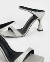 CHARLES & KEITH - Giày cao gót quai ngang Glitter Sculptural