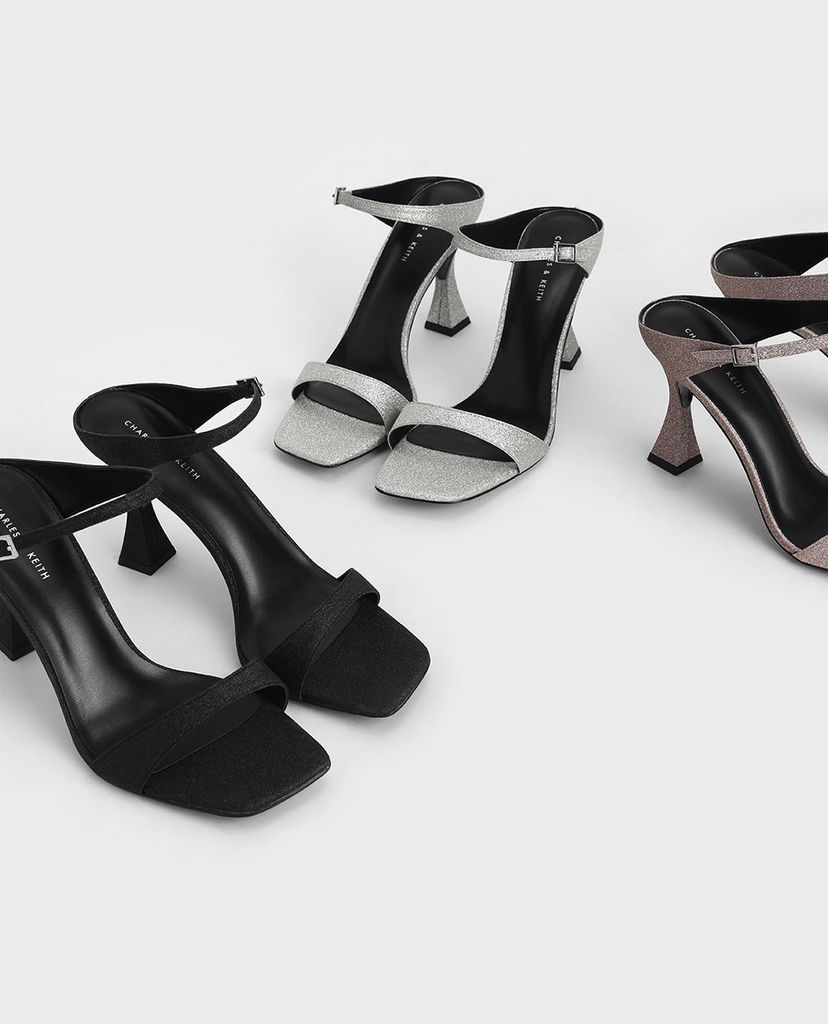 CHARLES & KEITH - Giày cao gót quai ngang Glitter Sculptural