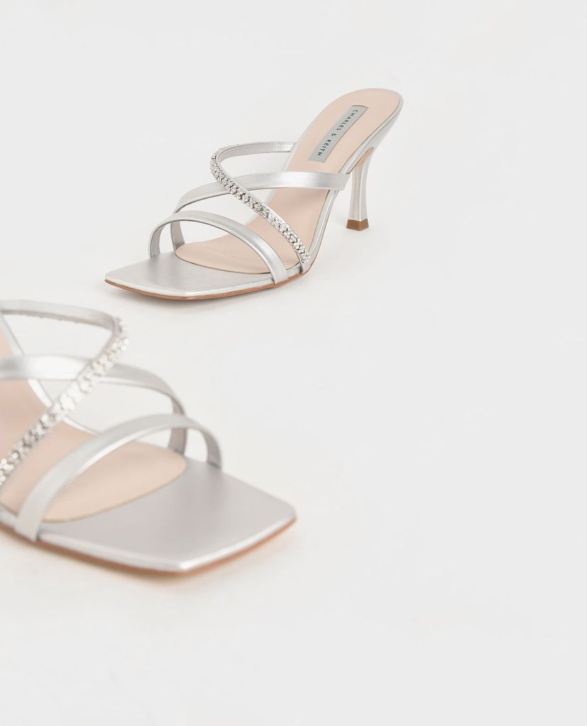 CHARLES & KEITH - Giày cao gót quai ngang Gem Embellished Strappy