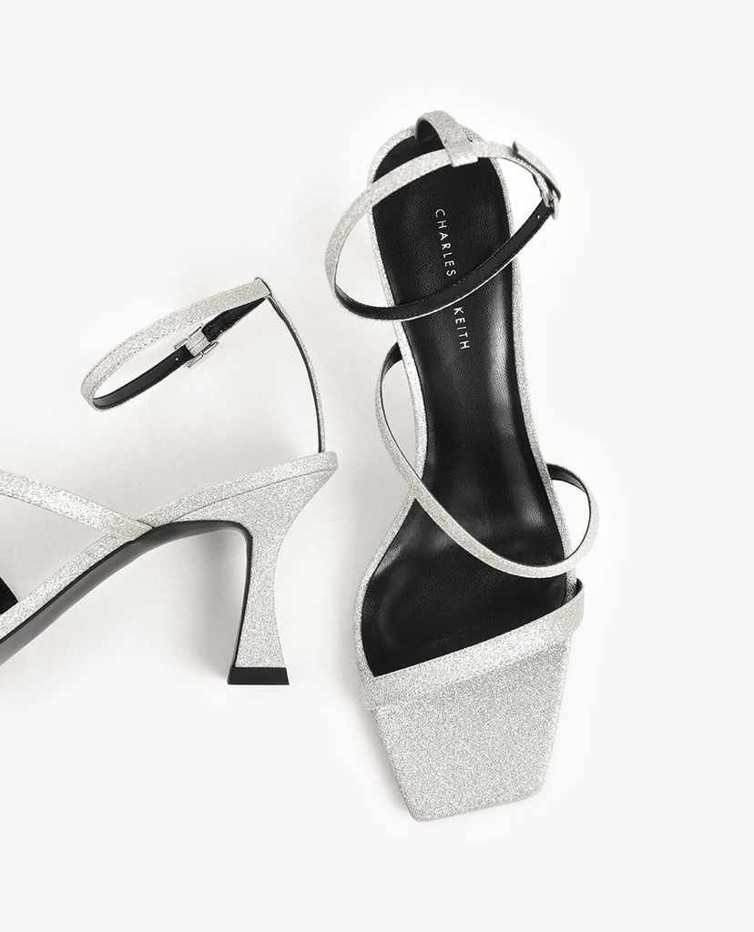 CHARLES & KEITH - Giày sandal cao gót Glitter Sculptural Heel