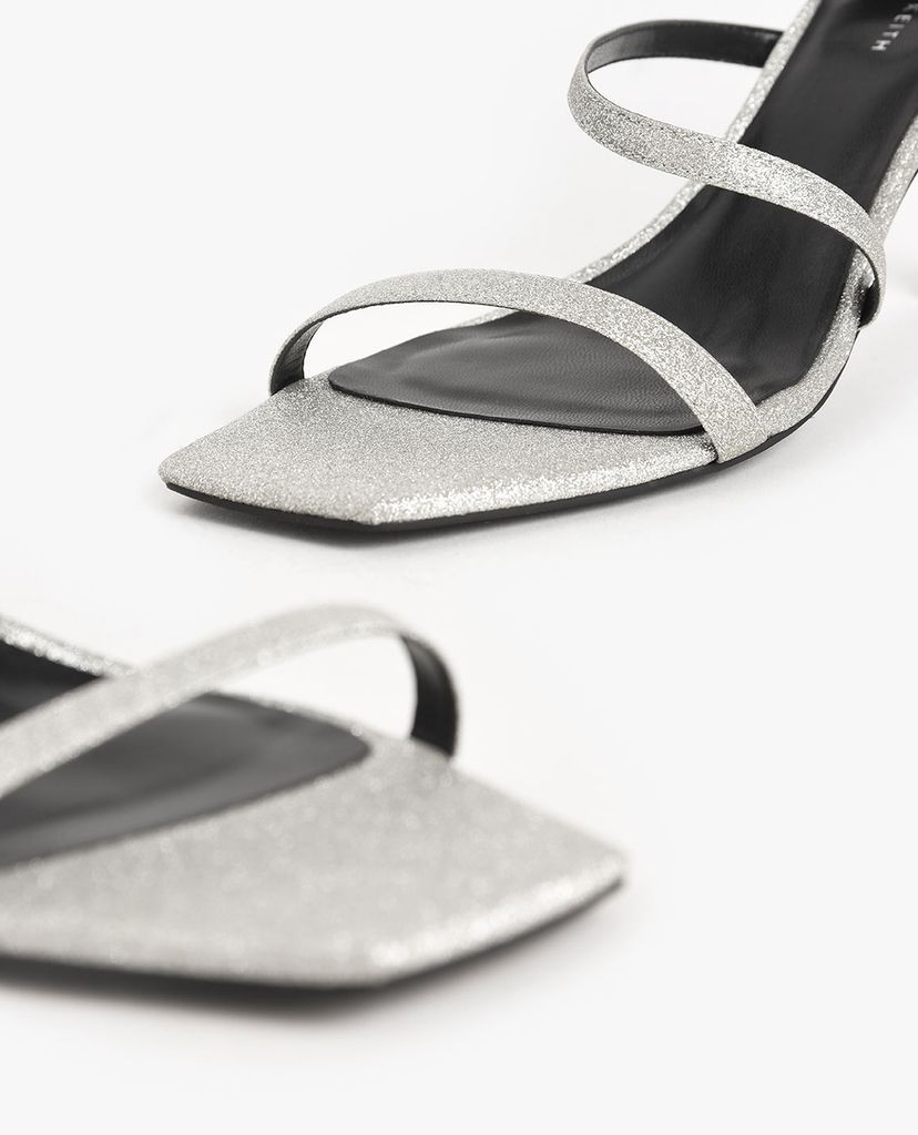 CHARLES & KEITH - Giày sandal cao gót Glitter Sculptural Heel
