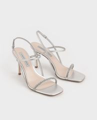 CHARLES & KEITH - Giày cao gót quai ngang Gem Embellished Strappy