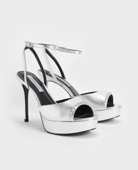CHARLES & KEITH - Giày cao gót hở mũi Gem Embellished