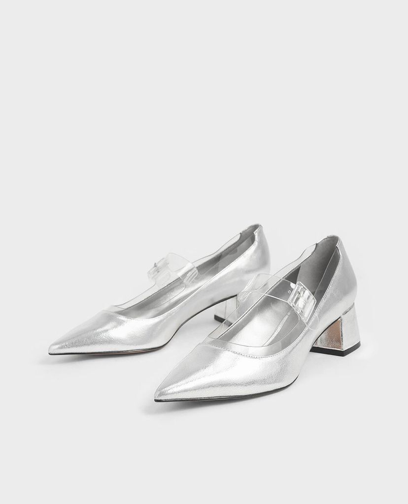 CHARLES & KEITH - Giày cao gót mũi nhọn Clear Mary Jane
