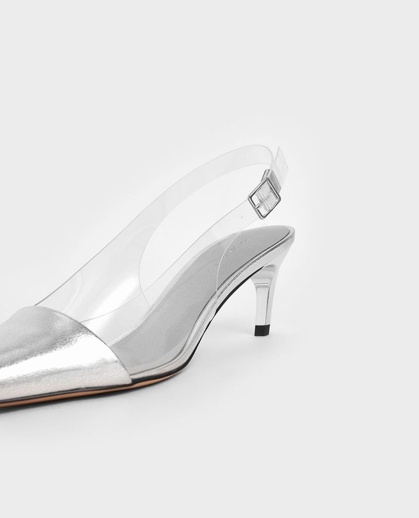 CHARLES & KEITH - Giày cao gót mũi nhọn See Through Effect Metallic