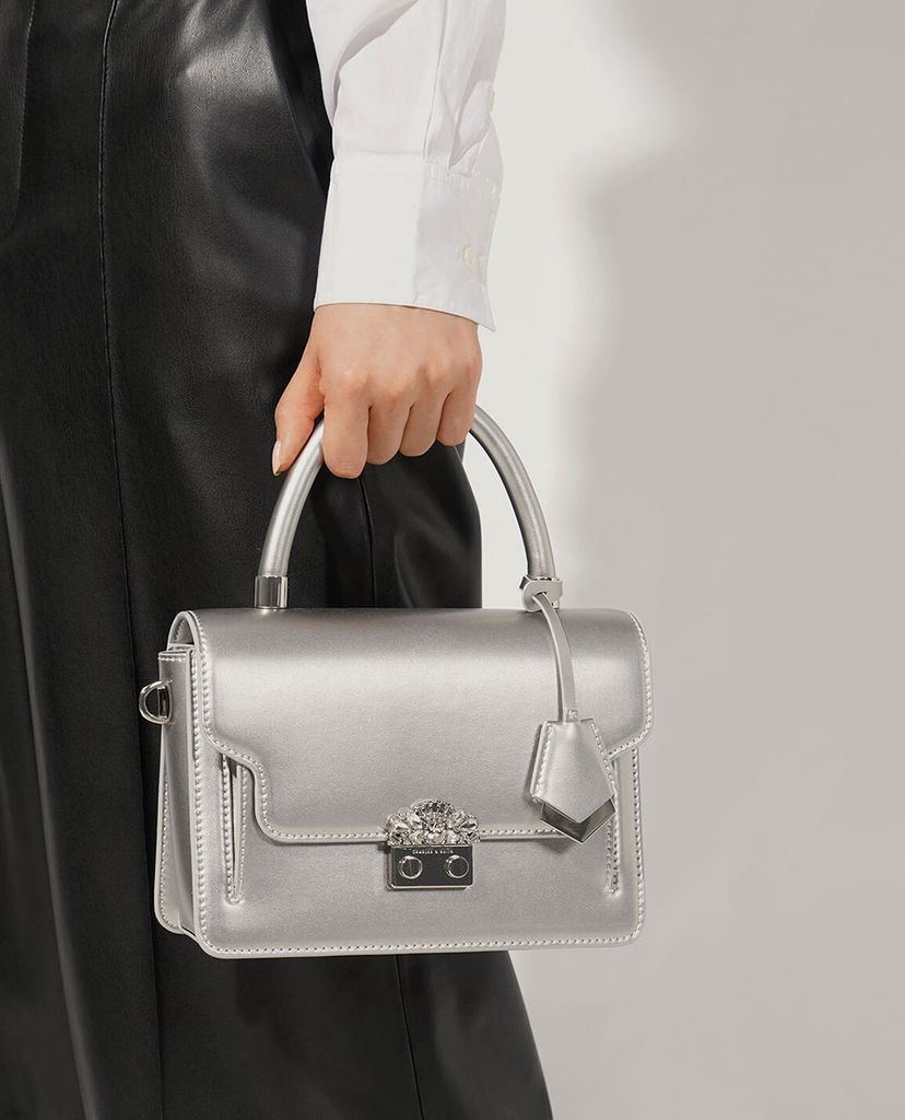 CHARLES & KEITH - Túi xách tay nữ chữ nhật Metal Buckle