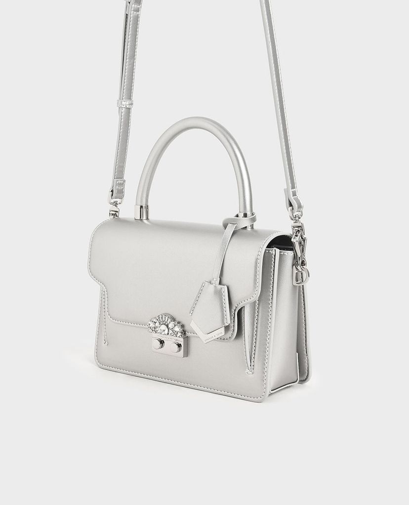 CHARLES & KEITH - Túi xách tay nữ chữ nhật Metal Buckle