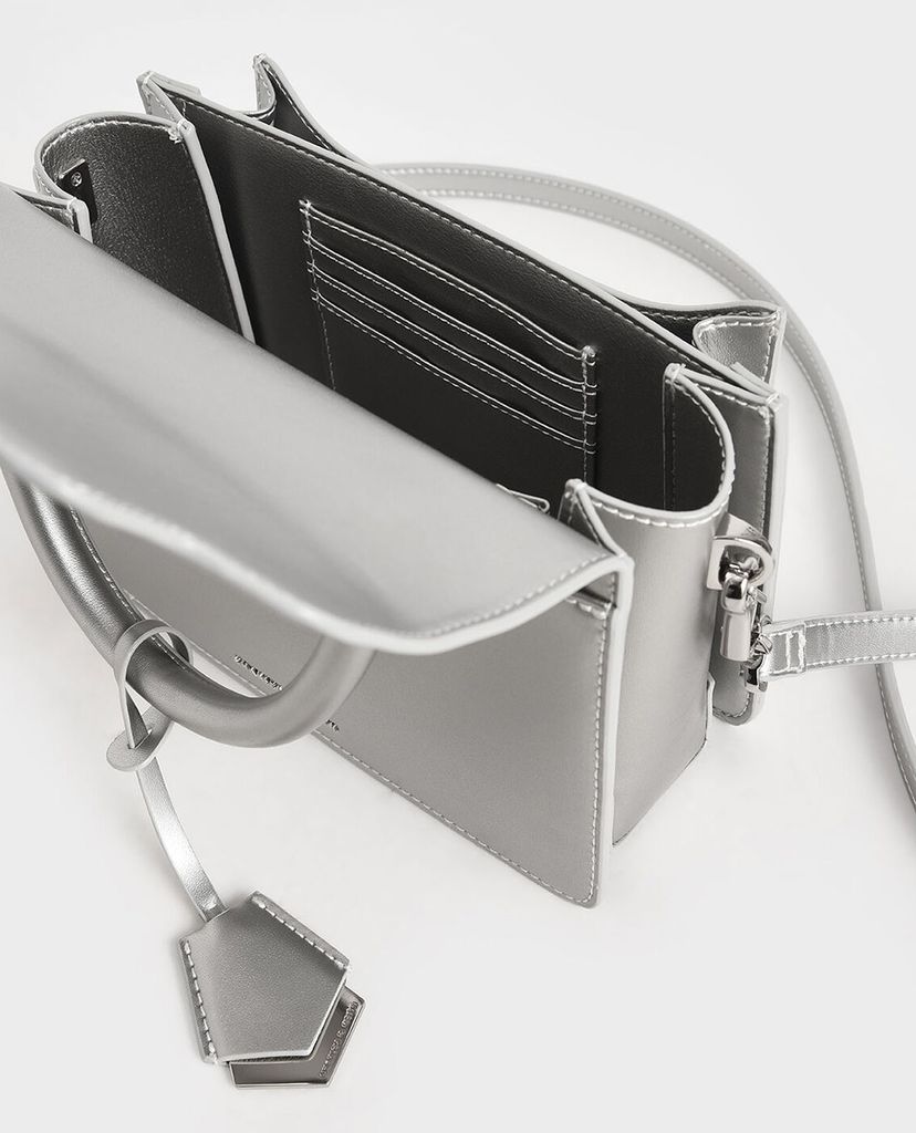 CHARLES & KEITH - Túi xách tay nữ chữ nhật Metal Buckle