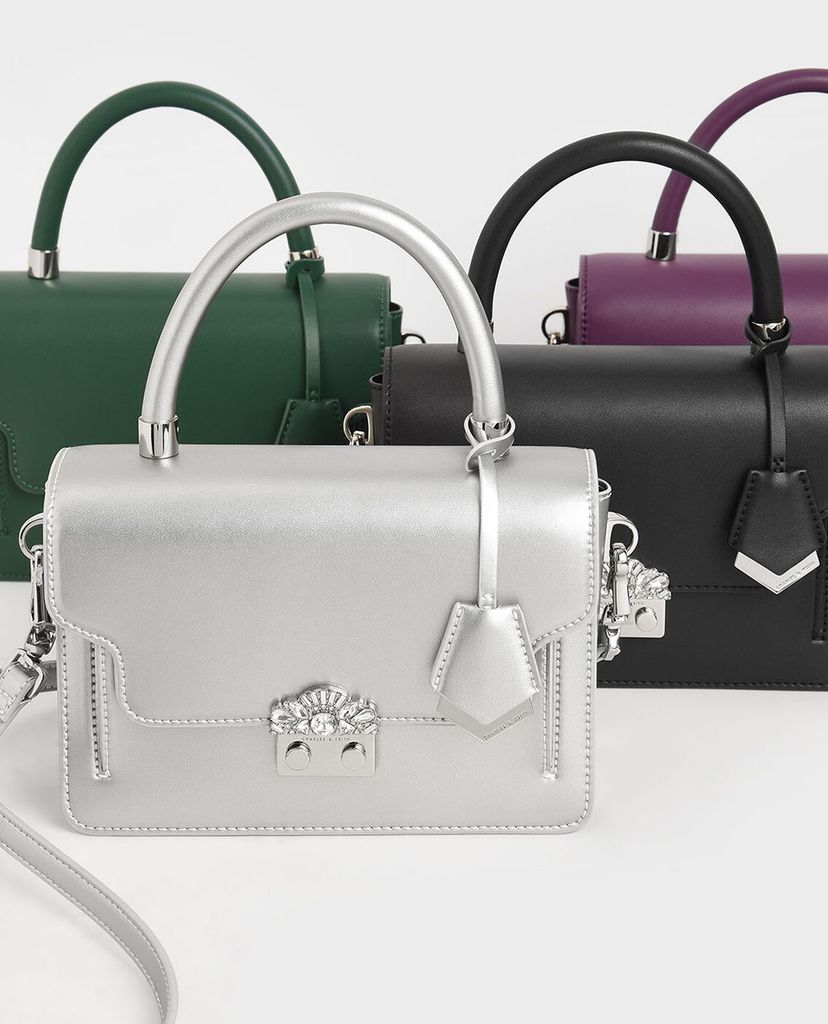 CHARLES & KEITH - Túi xách tay nữ chữ nhật Metal Buckle