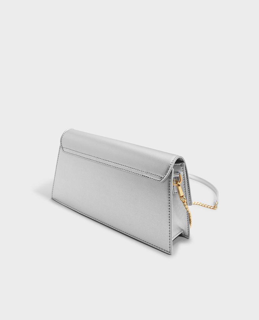 CHARLES & KEITH - Ví cầm tay nữ chữ nhật Front Flap Turn Lock