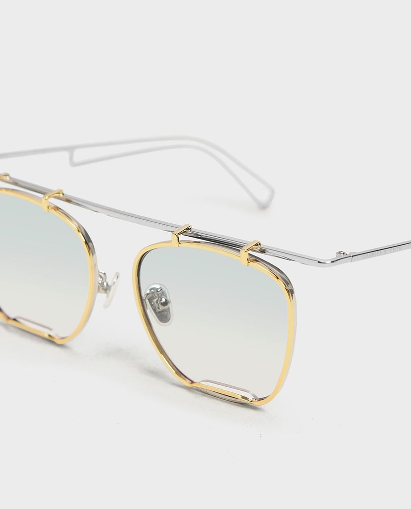 CHARLES & KEITH - Kính mát nữ gọng vuông Metal Frame