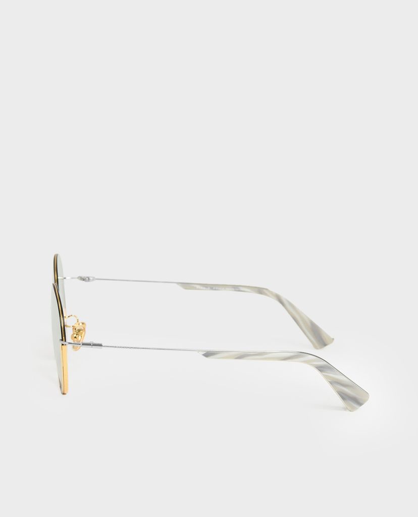 CHARLES & KEITH - Kính mát nữ tròn Half Frame Round