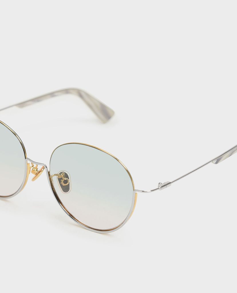 CHARLES & KEITH - Kính mát nữ tròn Half Frame Round
