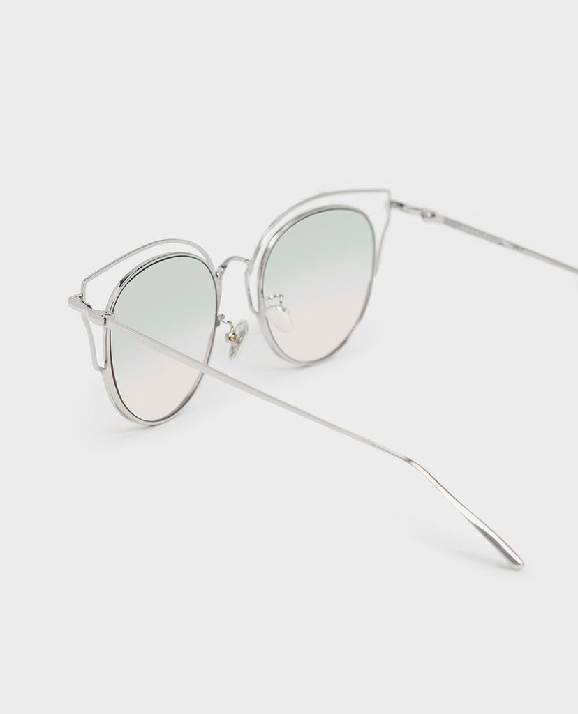CHARLES & KEITH - Kính mát nữ gọng tròn Double Frame Wingtip