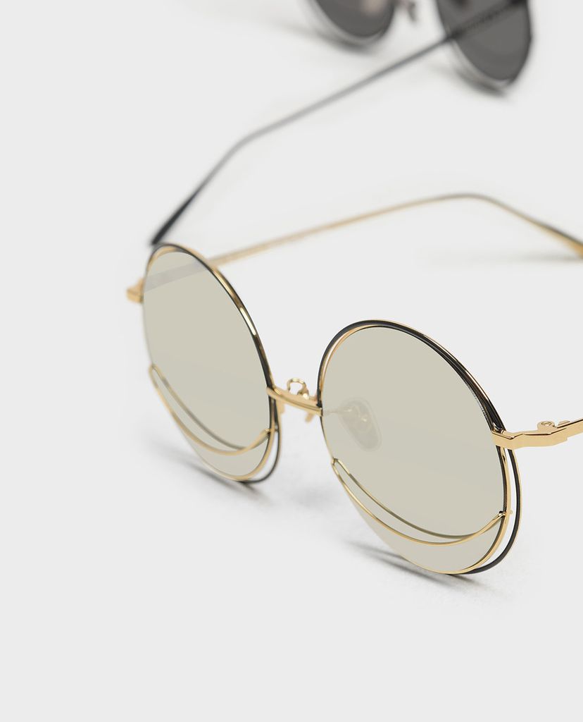 CHARLES & KEITH - Kính mát nữ gọng tròn Circle Frame