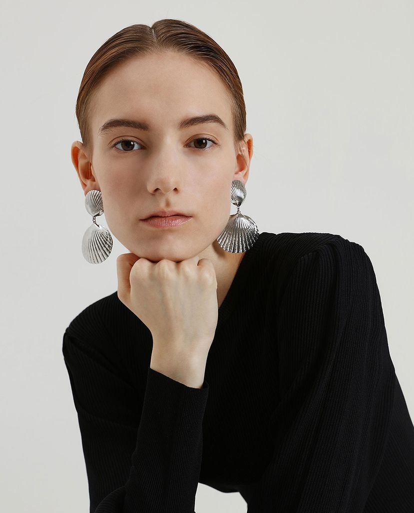 CHARLES & KEITH - Khuyên tai nữ Round Seashell Drop Clip On