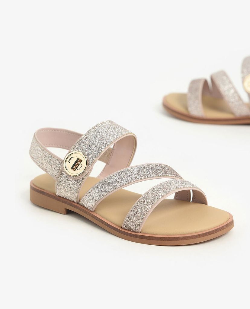 CHARLES & KEITH - Giày sandals trẻ em quai ngang Metallic Buckle