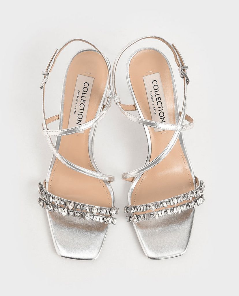 CHARLES & KEITH - Giày cao gót quai ngang Wedding Collection Satin Gem