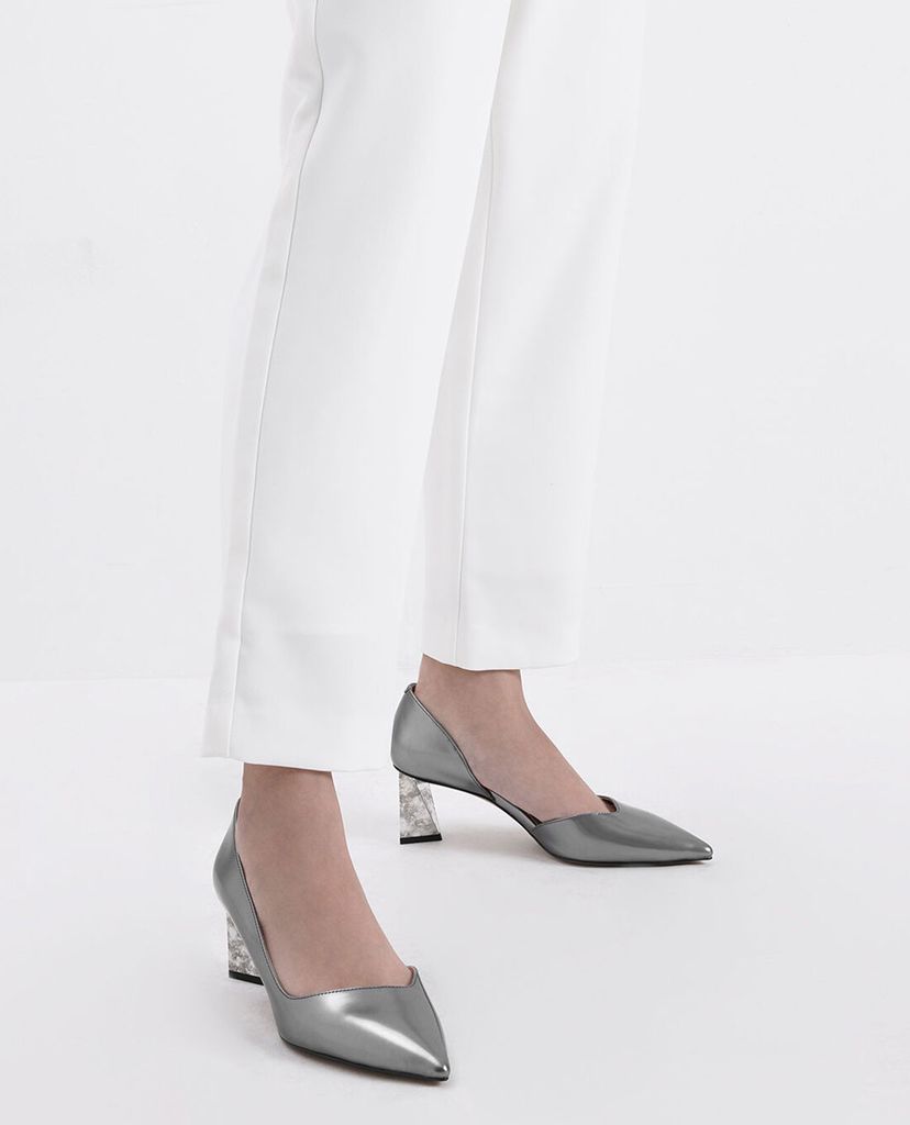 CHARLES & KEITH - Giày cao gót mũi nhọn Chrome